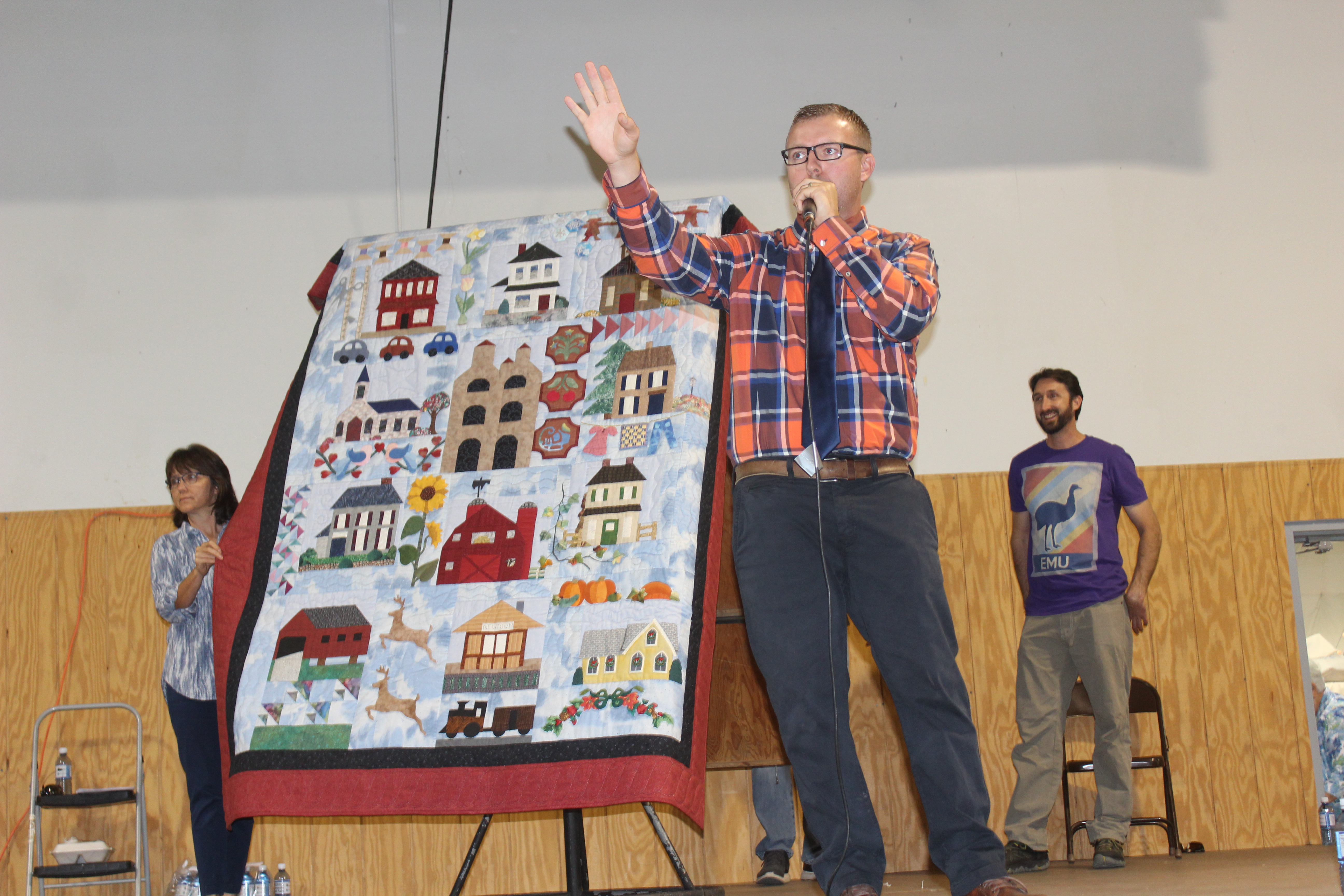 A Quilt for sale at the Virginia Mennonite Relief Sale quilt auction.