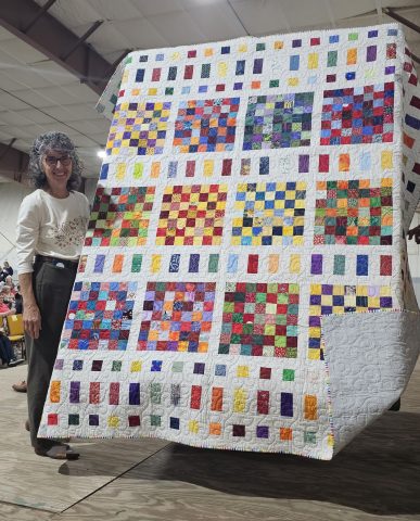 Quilt on display at the auction