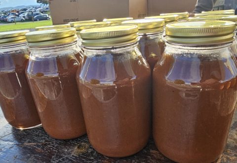 Jars of apple butter